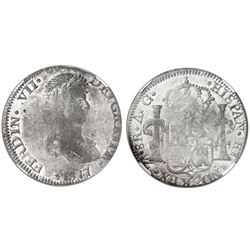 Zacatecas, Mexico, bust 8 reales, Ferdinand VII, 1817AG, NGC XF 45.