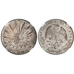 Chihuahua, Mexico, cap-and-rays 8 reales, 1885MM, NGC MS 62, ex-Pittman.
