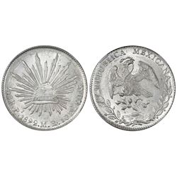 San Luis Potosi, Mexico, cap-and-rays 8 reales, 1892MR, NGC MS 63.