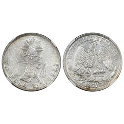 Mexico City, Mexico, 1 peso "balance scale," 1872M, NGC MS 61.