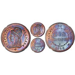 Mexico, pattern copper 2 centavos, 1890, State of Mexico, NGC MS 64 BN.