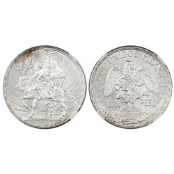 Mexico City, Mexico, 1 peso "Caballito," 1911, long ray, NGC MS 62.