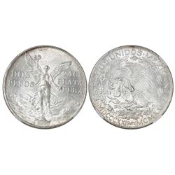 Mexico City, Mexico, 2 pesos, 1921, Independence centennial, NGC MS 63.