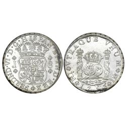 Lima, Peru, pillar 8 reales, Ferdinand VI, 1753J, NGC MS 61.