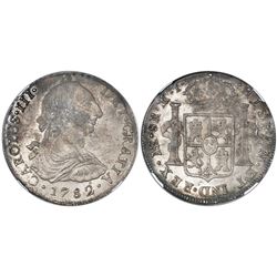 Lima, Peru, bust 8 reales, Charles III, 1782MI, NGC MS 63, finest known in NGC census.