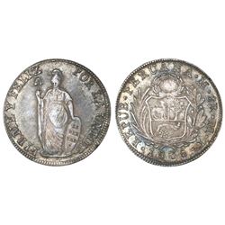 Lima, Peru, 8 reales, 1836MT, NGC AU 55.