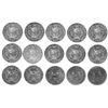 Image 1 : Lot of fifteen Peru, copper-nickel 5 soles, 1969, strike-pressure progression set, unique.