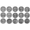 Image 2 : Lot of fifteen Peru, copper-nickel 5 soles, 1969, strike-pressure progression set, unique.