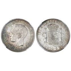 Puerto Rico, 1 peso, Alfonso XIII, 1895PG-V, NGC MS 61.