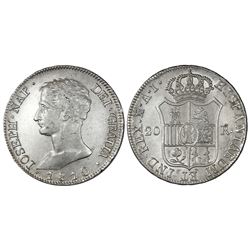 Madrid, Spain, 20 reales de vellon, Joseph Napoleon, 1810AI, large eagle.