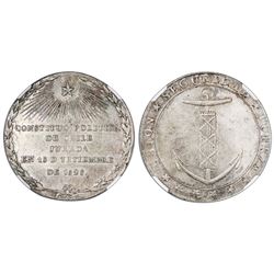 Chile, silver proclamation medal, 1828, Constitution, NGC MS 61, finest and only example in NGC cens