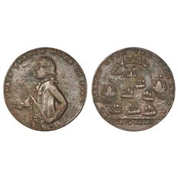 Great Britain, small-size copper alloy Admiral Vernon medal, 1739, Porto Bello, Vernon alone.