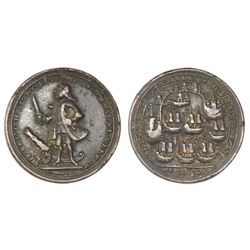 Great Britain, small-size copper alloy Admiral Vernon medal, 1739, Porto Bello, Vernon and icons.