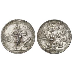 Great Britain, copper alloy Admiral Vernon medal, 1739, Porto Bello, Vernon and icons.