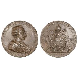 Mexico City, Mexico, bronze proclamation medal, Charles III, 1760, Royal Mexican Pontifical Academy.
