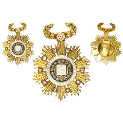 Peru, gold star decoration with diamonds and wreath hanger, (1853), National Gratitude to the Codifi