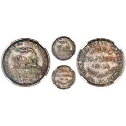 Iquique, Peru, small silver medal, 1871, Iquique Railway / President Jose Balta, NGC MS 64.
