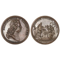 Madrid, Spain, bronze proclamation medal, Ferdinand VI, 1746.