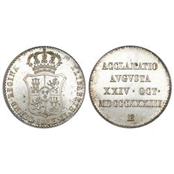 Madrid, Spain, proclamation medal, Isabel II, 1834, NGC MS 65.