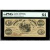 Image 1 : Tallahassee, Florida, $100, Oct. 10, 1861, serial 4298, plate H, PMG Choice UNC 64.