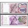 Image 1 : Lot of two Argentina, Banco Central, no date (1985-91), specimen notes: 1,000 and 50 australes.