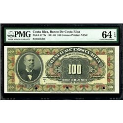 San Jose, Costa Rica, Banco de Costa Rica, 100 colones remainder, 1-8-1908, series B, PMG Choice UNC