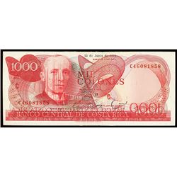 San Jose, Costa Rica, Banco Central, 1000 colones, 15-6-1991, series C, serial C46081858, offset pri