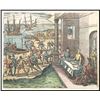 Image 1 : German copperplate engraving by Theodore de Bry showing Pizarro, Almagro and Luque deciding on how t