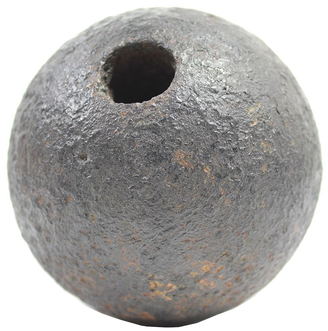 Iron cannonball grenade, 1700s-1800s. - Daniel Frank Sedwick, LLC