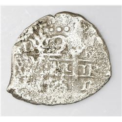 Lima, Peru, cob 2 reales, Philip V, date and assayer not visible.
