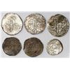Image 2 : Lot of six Mexico City, Mexico, cob 2R (three), 1R (two) and 1/2R (one), Philip II, assayers O and F