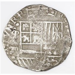 Potosi, Bolivia, cob 8 reales, Philip III or IV, assayer T (ca. 1622), mintmark as "phi" (q/P), quad