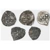 Image 1 : Lot of five Potosi, Bolivia, cob 1R, 1652 Transitionals, various McLean Types.