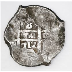 Potosi, Bolivia, cob 8 reales, 1712Y.