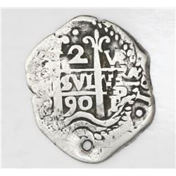 Potosi, Bolivia, cob 2 reales, 1690VR.