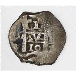 Potosi, Bolivia, cob 1 real, 1710Y, date as "10," rare, ex-Bir.