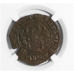 Santo Domingo, Dominican Republic, copper 4 maravedis, Charles-Joanna, mintmark S-P, assayer "E" (F)