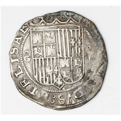 Granada, Spain, 2 reales, Ferdinand-Isabel, assayer R on reverse, mintmark oG to left, denomination 