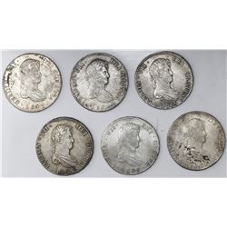 Lot of six Potosi, Bolivia, bust 8 reales, Ferdinand VII, 1809PJ (struck in 1813).