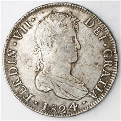 Potosi, Bolivia, bust 8 reales, Ferdinand VII, 1824PJ.