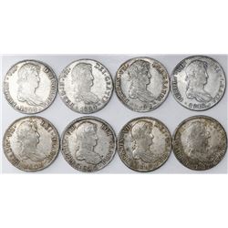 Lot of eight Potosi, Bolivia, bust 8 reales, Ferdinand VII: 1817PJ, 1818PJ, 1819PJ, 1822PJ, 1823PJ,