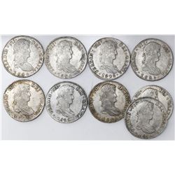 Lot of nine Potosi, Bolivia, bust 8 reales, Ferdinand VII, 1825JL.
