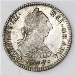 Potosi, Bolivia, bust 1 real, Charles III, 1777PR.