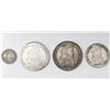 Image 1 : Lot of four Potosi, Bolivia, silver coins: 8 soles, 1833LM and 1836LM; 4 soles, 1830JL; 1 sol, 1828J