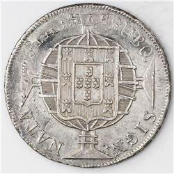 Brazil (Rio mint), 960 reis, Joao VI, 1820-R, struck over a Potosi, Bolivia, bust 8 reales, Ferdinan