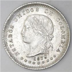 Bogota, Colombia, 10 centavos, 1878, NGC AU 55.