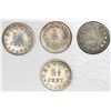 Image 2 : Lot of four Colombia coins: Popayan, 1869, 1/4 decimo; Bogota, 1871, 1/4 decimo; Bogota, 1880, 2-1/2