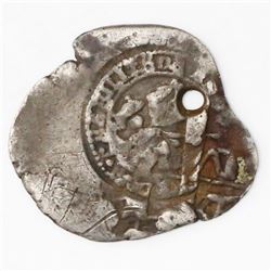 Costa Rica, 1 real, 1846JB (Type IV) counterstamp on a Lima, Peru, cob 1 real.