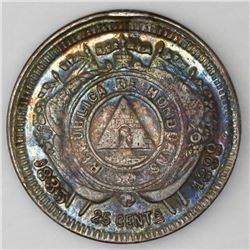 Honduras, 25 centavos, 1899/88, fineness 0.835/0.900, NGC VF 35, finest and only known example in NG