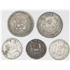 Image 2 : Lot of five Mexico City, Mexico, pillar reals: 1R 1768M, 1R 1769M, 1/2R 1735MF, 1/2R 1760M, and 1/2R